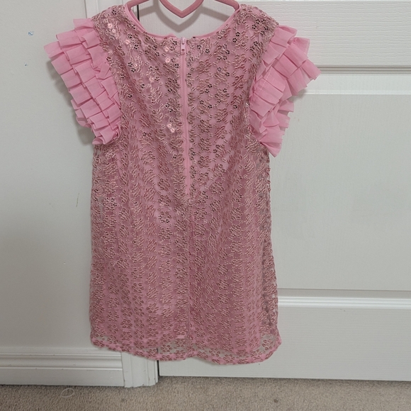 Pink Ruffled Sundress with Flutter Cap Sleeves - Picture 2 of 3